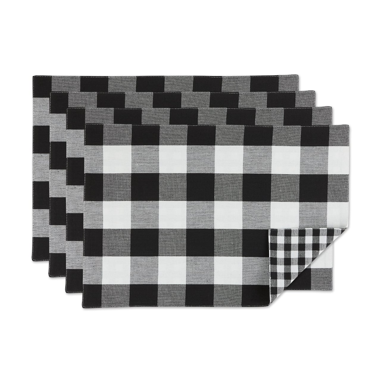 DII® Reversible Gingham & Buffalo Check Placemat Set, 4ct.